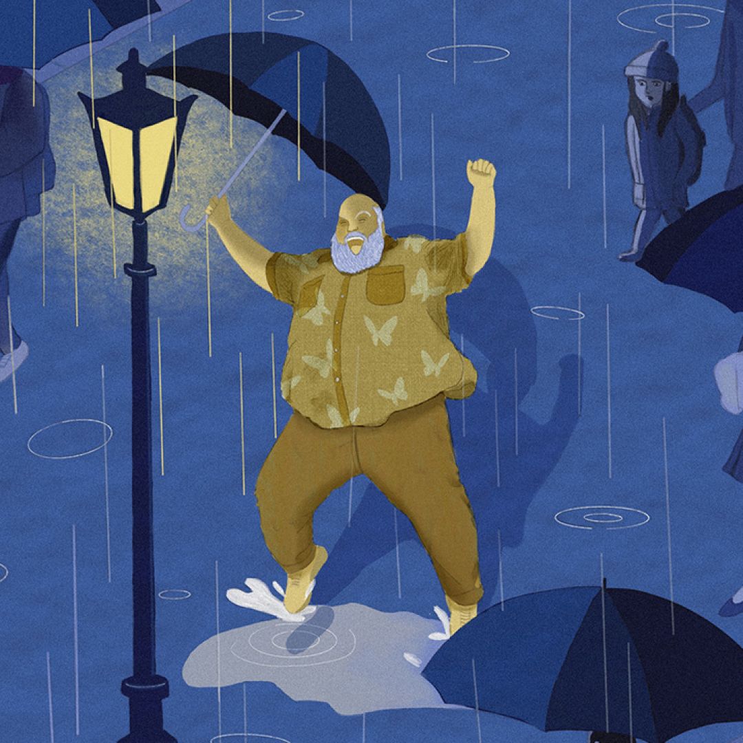 Glowing in the rain, illustrazione di Erika Sellini per Cose Belle Contest d'illustrazione 2023