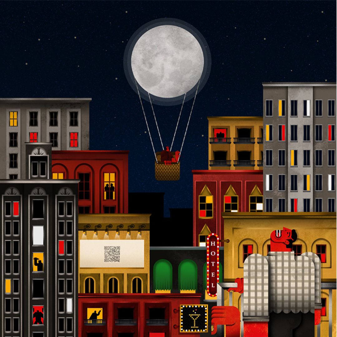 Moongolfiera, illustrazione di Luca Di Bartolomeo per Cose Belle Contest d'illustrazione 2021
