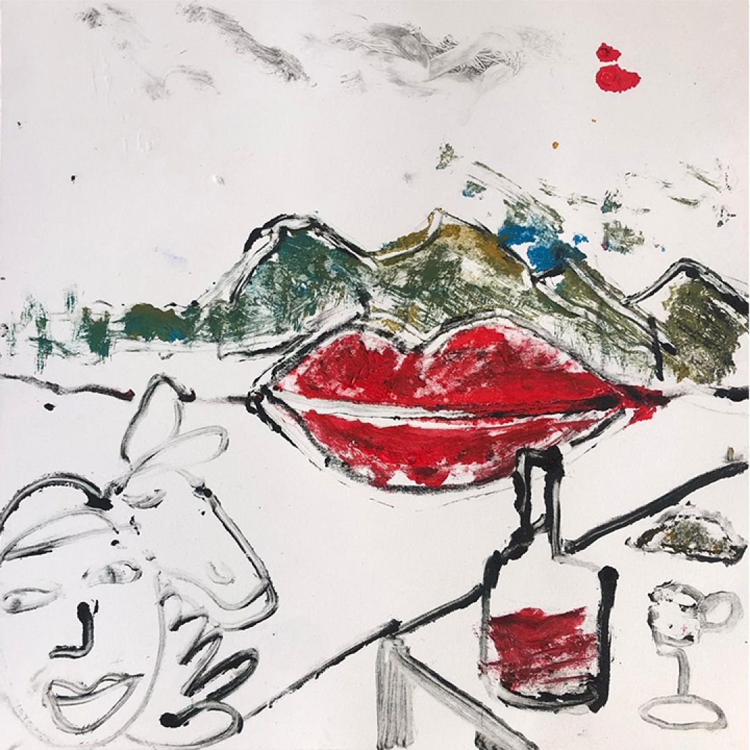Io, Te ed un calice di vino, illustrazione di Irene Puglisi per Cose Belle Contest d'illustrazione 2023