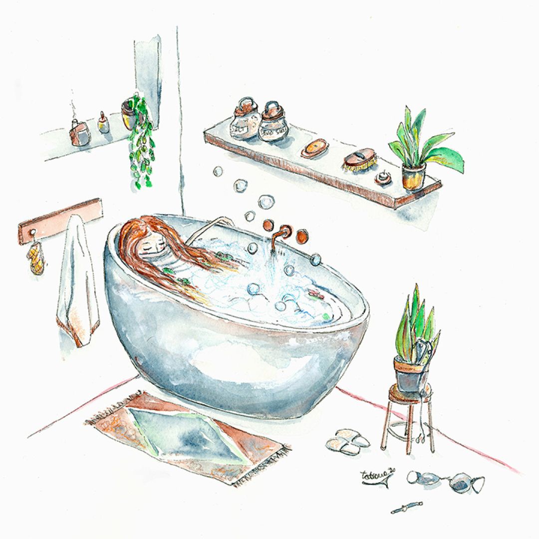 Bagno caldo, illustrazione di Tatiana Furlan per Cose Belle Contest d'illustrazione 2020